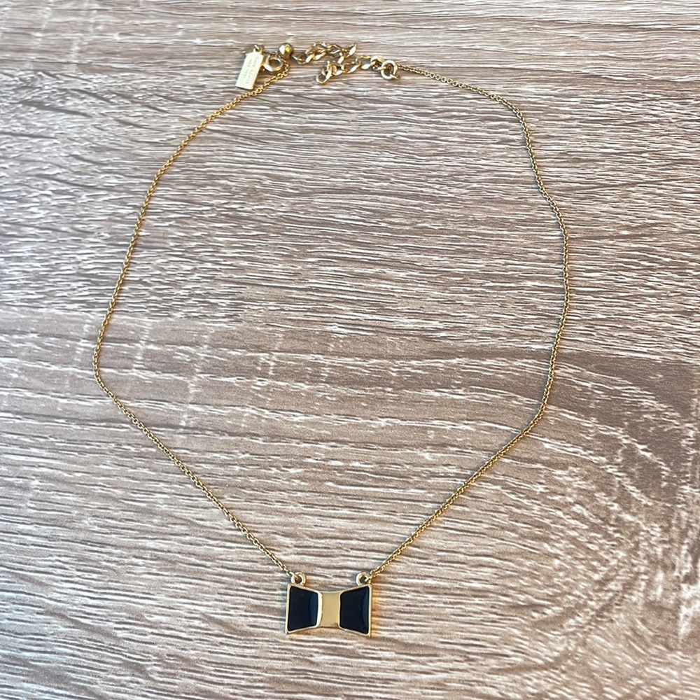 Kate Spade Bow Pendant Necklace- Black/Yellow Gold